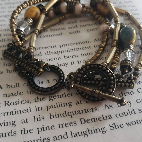 PD Premier Designs Stone Pear Seed Bead Multicolored Toggle Bracelet - Picture 9 of 10